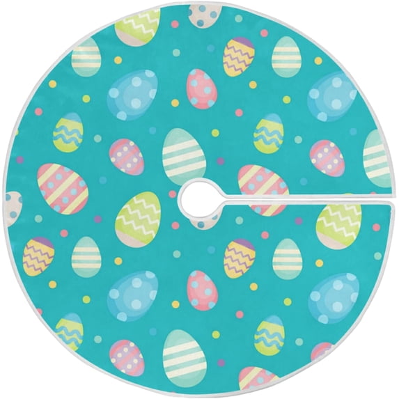 FMSHPON Easter Xmas Christmas Tree Skirt Stand Mat for Holiday Party Decoration Indoor Outdoor 48 inches