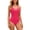 Hot Pink, variant on Ynynloco Women's One Piece Swimsuits Tummy Control Ruched Push Up Bathing Suit Tie Back Slimming Swimwear