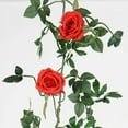 thumbnail image 4 of BalsaCircle 6 feet Green Garland 5 Red Silk Rose Flowers Leaves Wedding Party, 4 of 8