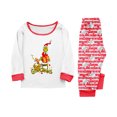thumbnail image 4 of Moonsky| Family Matching Sets Pajamas, Loungewear Outfits,Christmas Tree Print Family Matching White Long Sleeve Tops and Red White Prints Striped Pants Set (Red White) 140, 4 of 5