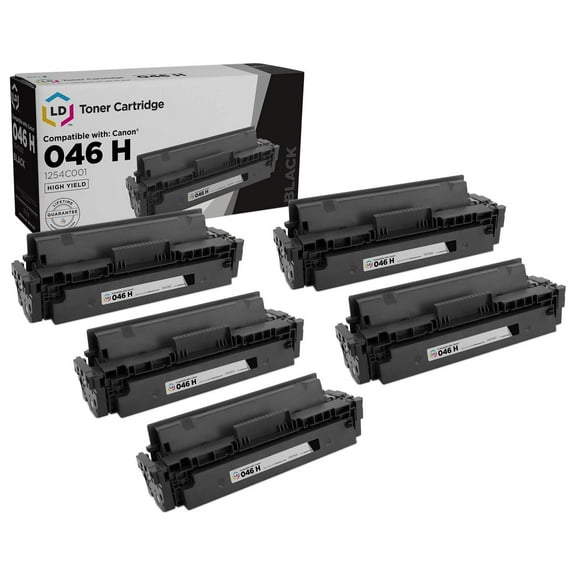 LD Products Compatible Replacement Canon 046H / 1254C001 Set of 5 High Yield Black Toner Cartridges