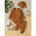 thumbnail image 2 of Suealasg Infant Baby Boys Girls Spring 3Pcs Clothes Sets 1M 3M 6M Long Sleeve Dinosaur Print Romper +Long Pants +Hat Newborn Preemie Cute Outfits, 2 of 8