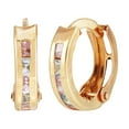 thumbnail image 3 of Brilliance Fine Jewelry Blue and Pink Cubic Zirconia Huggie in 10K Yellow Gold, 3 of 4