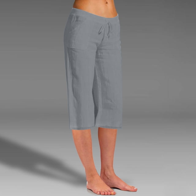 Articles à Gros Rabais! Pantalons de Randonnée jovatis Joggers Mode Femmes Été Décontracté Amples Poches Taille Élastique Pantalons Capris