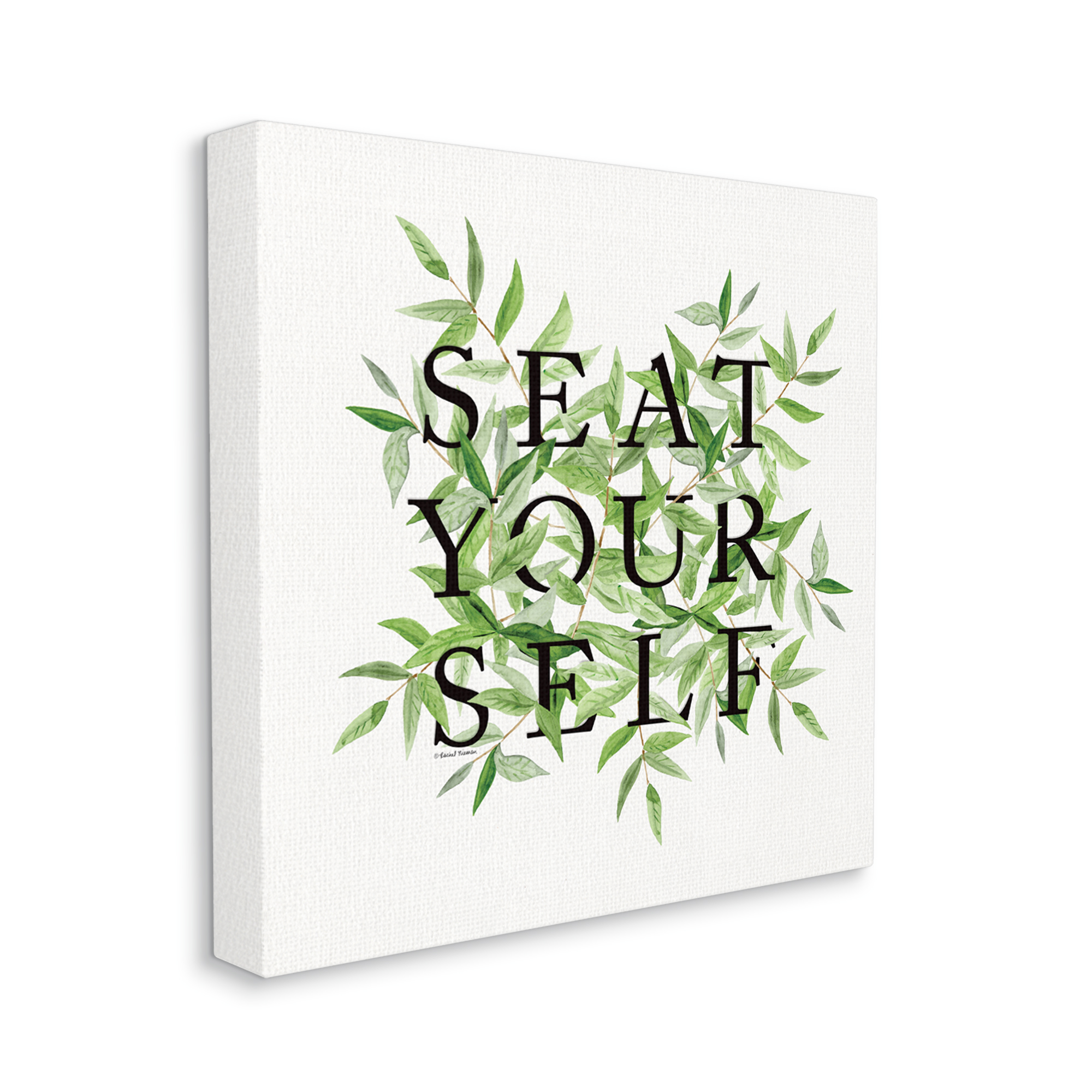 Stupell Seat Yourself Botanical Leaf Bathroom Typography Painting Gallery Wrapped Canvas Print Wall Art