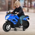 thumbnail image 4 of Costway 6V Kids Ride On Police Motorcycle 4-Wheel Electric Toy w/ Training Wheels Blue, 4 of 10