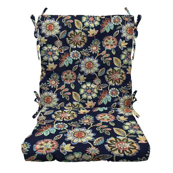 RSH DECOR: Tufted High Back Seat Cushion | 44†x 22†| All-Weather Spun Fabric | Water and Fade-Resistant | Outdoor Chair Cushion for Patio Furniture | Daelyn Navy
