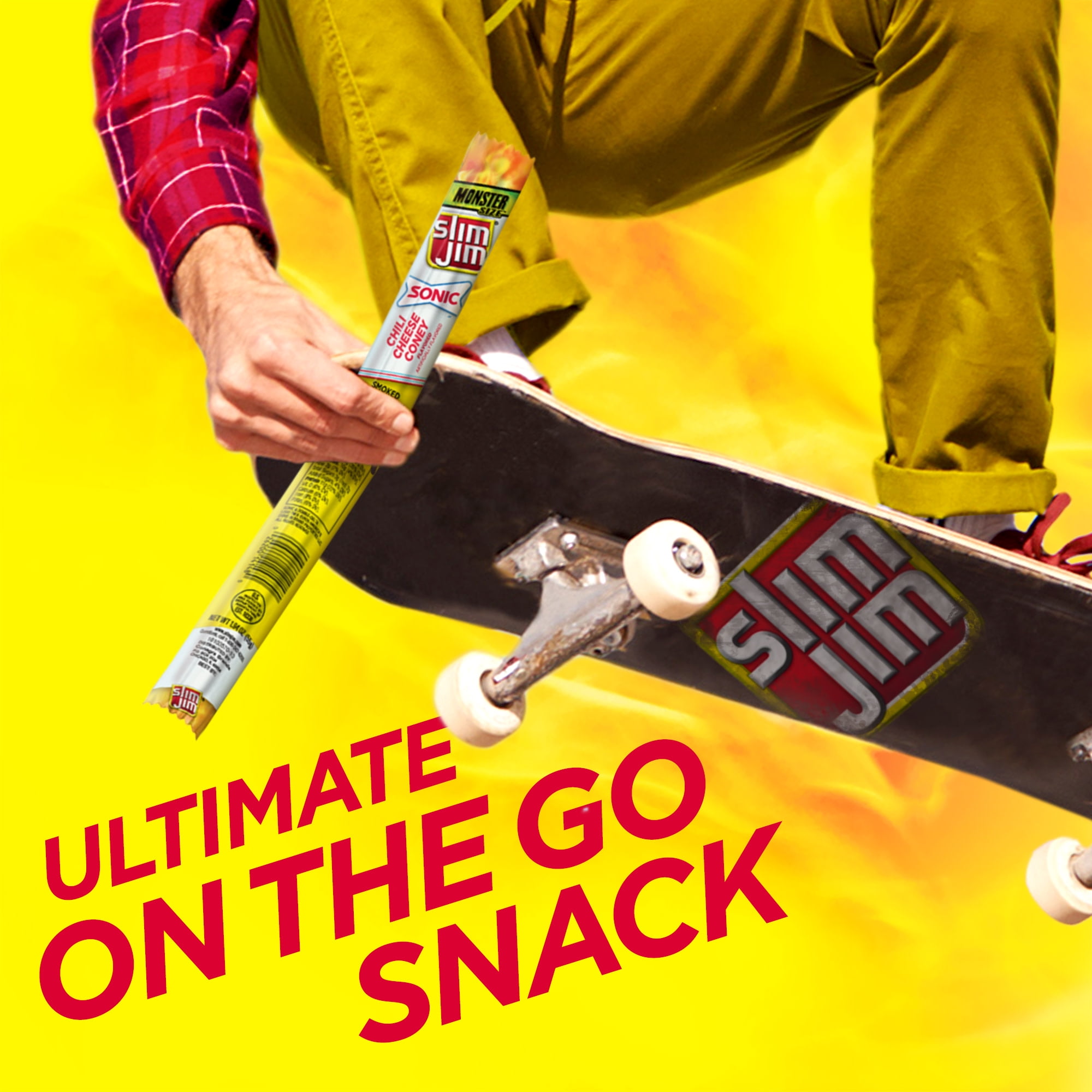 Slim Jim Monster Smoked Meat Sticks, Sonic Chili Cheese Coney Flavor, 11g Protein Per Stick, 1.94oz