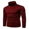 thumbnail image 3 of Men‘s Knitting Shirt Solid Color Long Sleeve Turtleneck Knitwear Pullover Sweaters for Fall Winter, 3 of 4