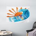 thumbnail image 1 of Summer Tapestry, Beach Hot Vibes Surfing Sport Sea Ocean Waves Sun Image Poster , Wall Hanging for Bedroom Living Room Dorm Decor, 60W X 40L Inches, Sky Blue Orange and Purple, by Ambesonne, 1 of 2