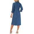 thumbnail image 3 of INSPIRE CHIC Women's Jean Dress Loose Fit 3/4 Sleeve Button Down Midi Denim Dress L Gray Blue, 3 of 6