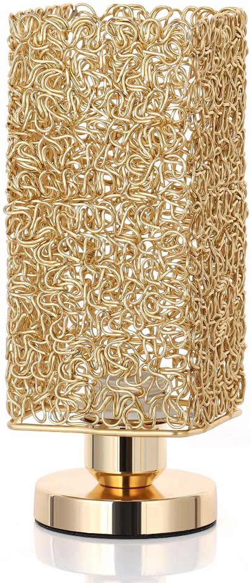 Gold Modern Nightstand Lamp with Square Wiring Shade