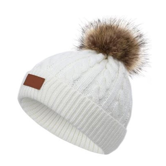UDIYO Fashion Baby Unisex Autumn Winter Knitted Pompom Beanie Cap Warm Thicken Hats