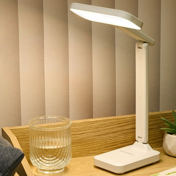 Lámpara de escritorio LED con protección ocular | Lámpara de estudio portátil recargable por USB | Brillo ajustable para dormitorio y sala de estar | Incluye cable USB