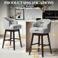 thumbnail image 2 of Pellebant Counter Height Bar Stools Set of 2 With Back and Footrest, Metal Frame,Dark Gray, 2 of 8