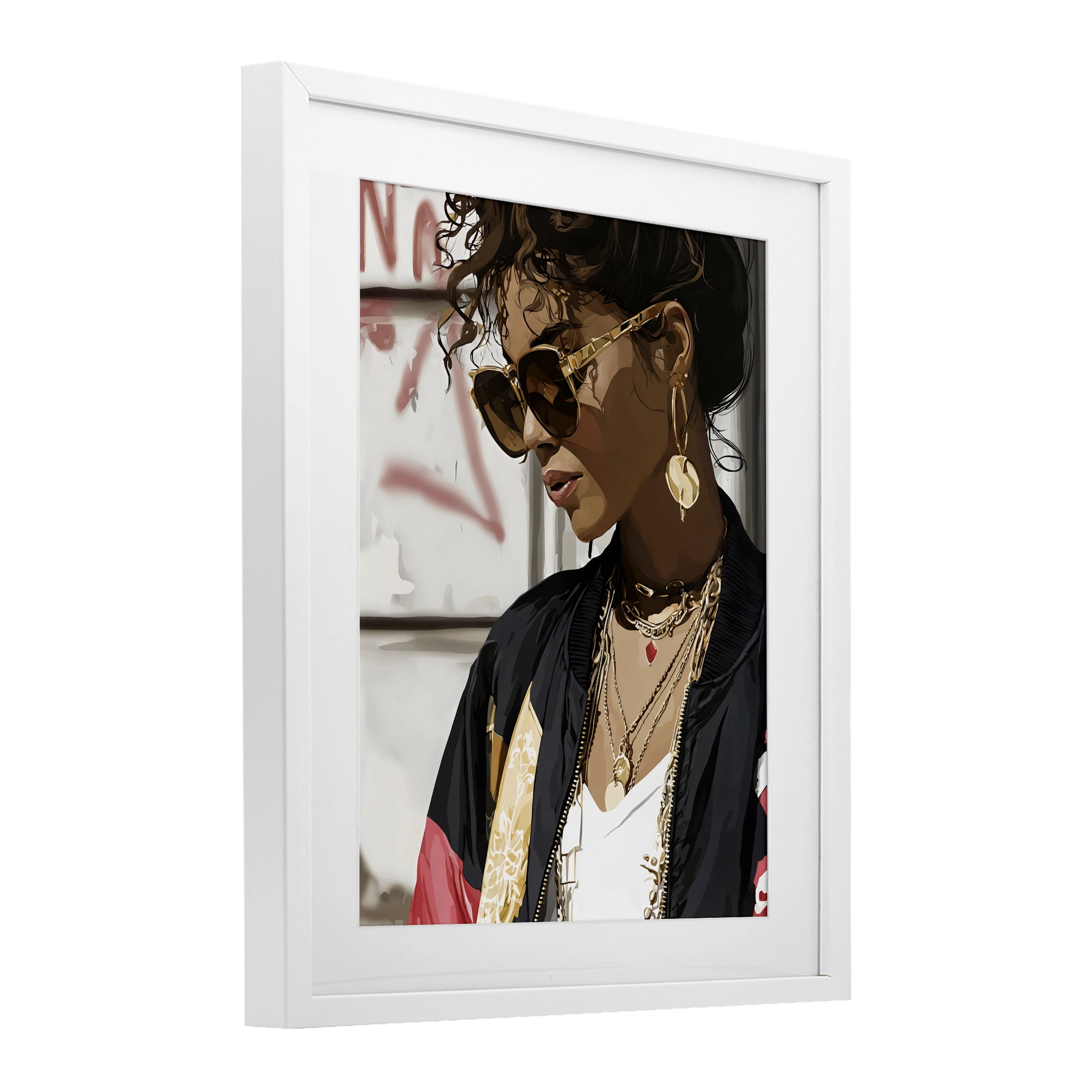 Stupell Industries Woman in Sunglasses With Jewelry White Framed Print Under Glass, design by Franklyn Gregory