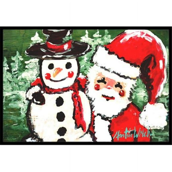 Friends Snowman And Santa Claus Indoor Or Outdoor Mat