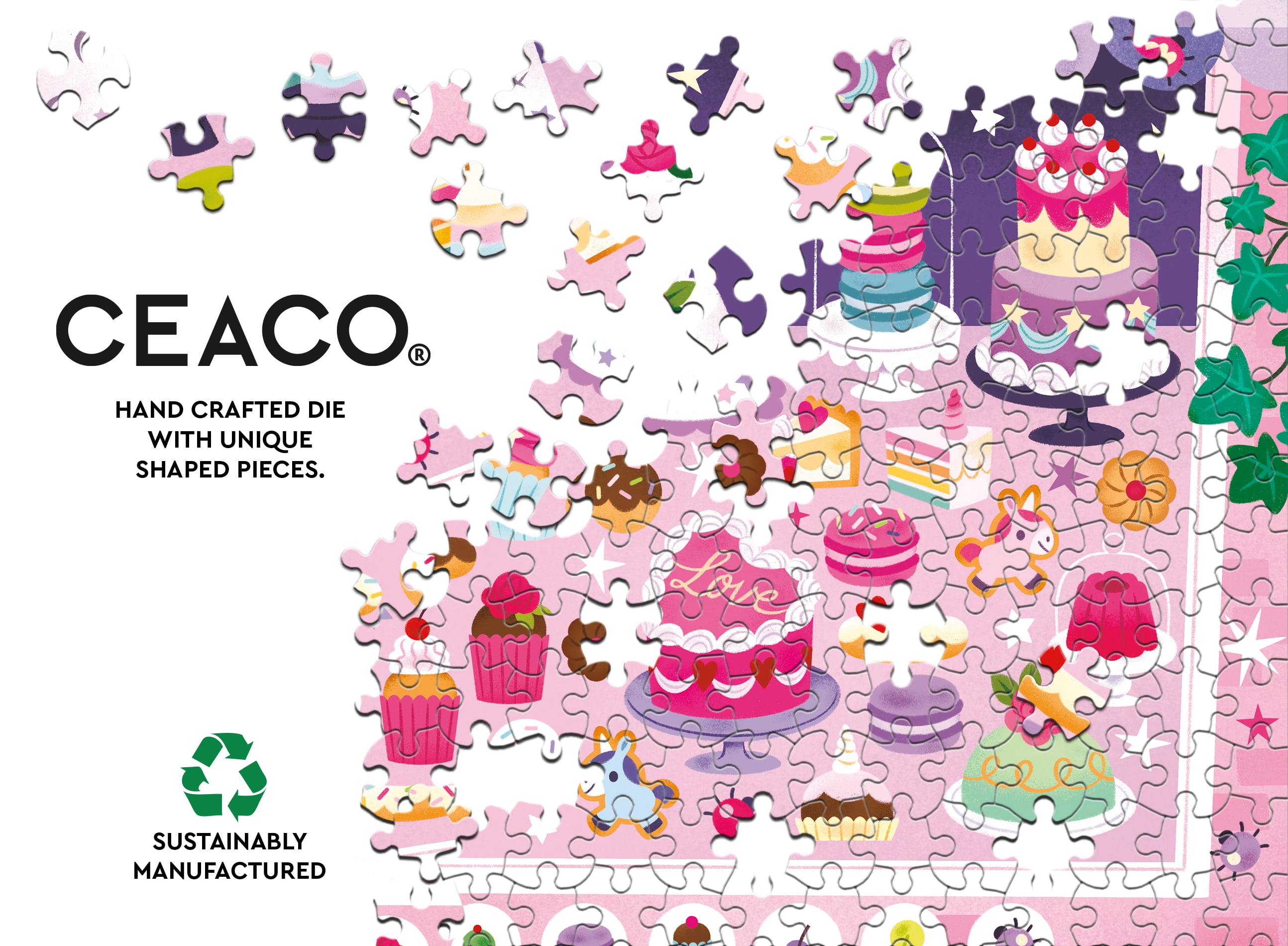 Ceaco Kathrin Fehrl Bakery Seek and Find Glitter 100-Piece Interlocking Jigsaw Puzzle for Children Ages 6+