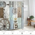 thumbnail image 4 of Rustic Country Wooden Shower Curtain 72Wx72L Inch Vintage Western Farmhouse Wood Barn Door Wheel Shabby Chic Sunflower Plank Bathroom Decorations Bath Accessories Art Home Decor Fabric 12 Hooks, 4 of 6