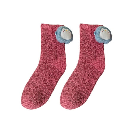 

ZMHEGW Women Socks Coral Autumn Winter Cute Thick Piled Thermal Floor Socks For Women