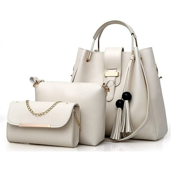 JUYGO Women Fashion Tote Handbag Satchel 3pcs Purse Set Chic Bucket Shoulder Bag Clutch