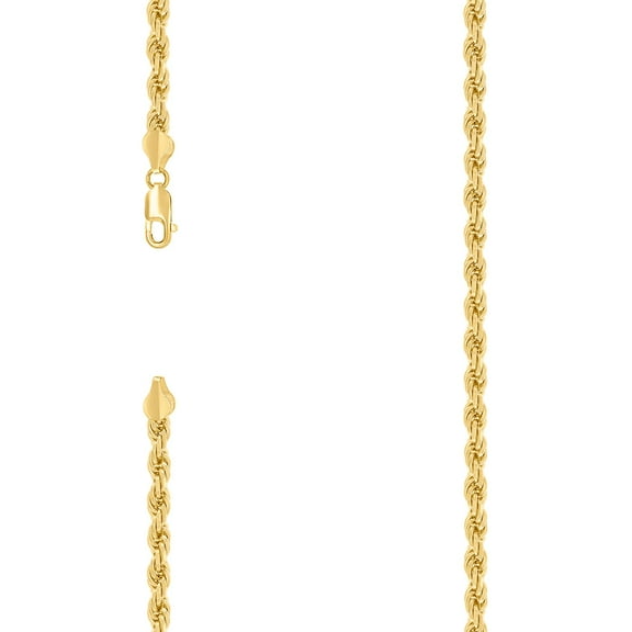 925 Sterling Silver Hollow Rope Chain Yellow 4.8mm Necklace 18 Inch Chain Necklace for Women and Men