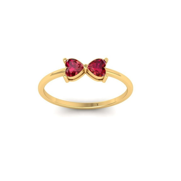 1.0CT Red Garnet Heart Stackable Ring in 18KT Gold Over Sterling Silver, Romantic Birthstone Jewelry