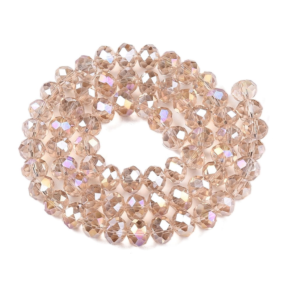 20strands Electroplate Glass Beads Strands AB color Faceted Rondelle Peru 8x6mm Hole: 1mm about 64~65pcs/strand 15.75~16.14 inch(40~41cm)