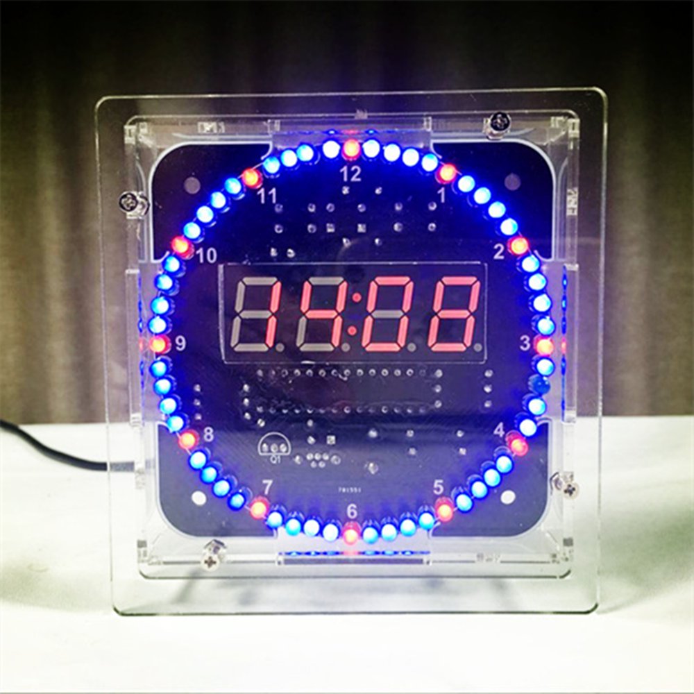 Rotating LED Electronic Temperature DS1302 Display Clock DIY KIT + BOX
