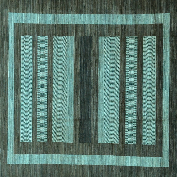Ahgly Company Indoor Square Abstract Light Blue Modern Area Rugs, 7' Square