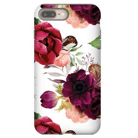Screenflair Designer Case for iPhone 7 Plus | iPhone 8 Plus | Lightweight | Dual-Layer | Drop Test Certified | Wireless Charging Compatible - Boho Floral Design