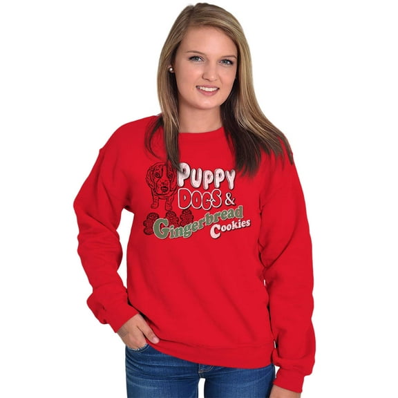 Christmas Puppy Gingerbread Cookie Women Plus Size Crewneck Sweatshirt Brisco Brands 4X