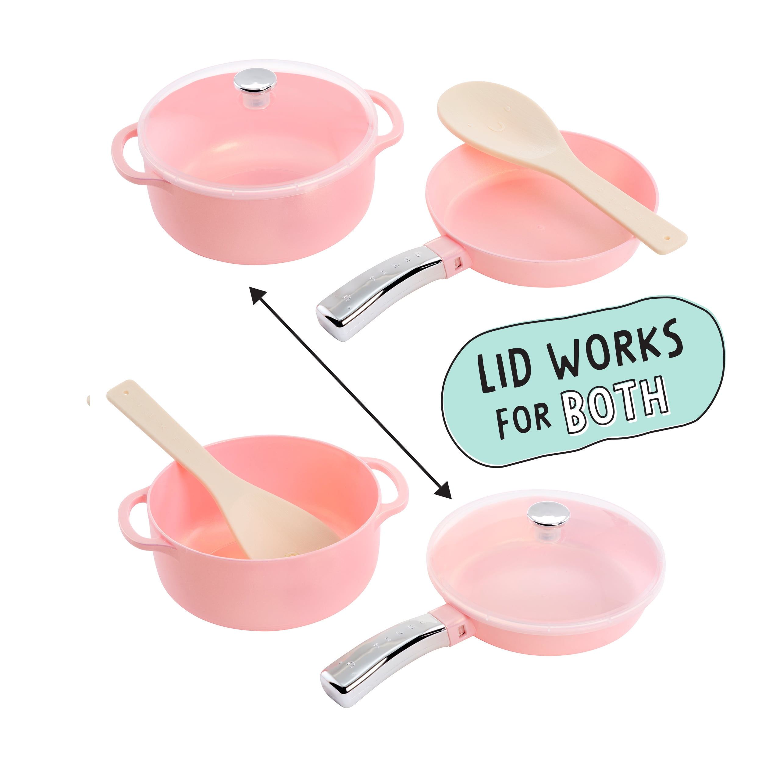 Little Tikes Home Pots & Pans Set, Play Kitchen Cookware, Pink, Ages 3+