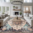 thumbnail image 4 of Orange Blue Large Area Rug 8x10 FT, Non Slip Living Room Throw Carpet, Boho Geometric Middle Century Abstract Western Washable Soft Indoor Outdoor Carpet Non-Shedding Rug for Bedroom Dining Room, 4 of 9