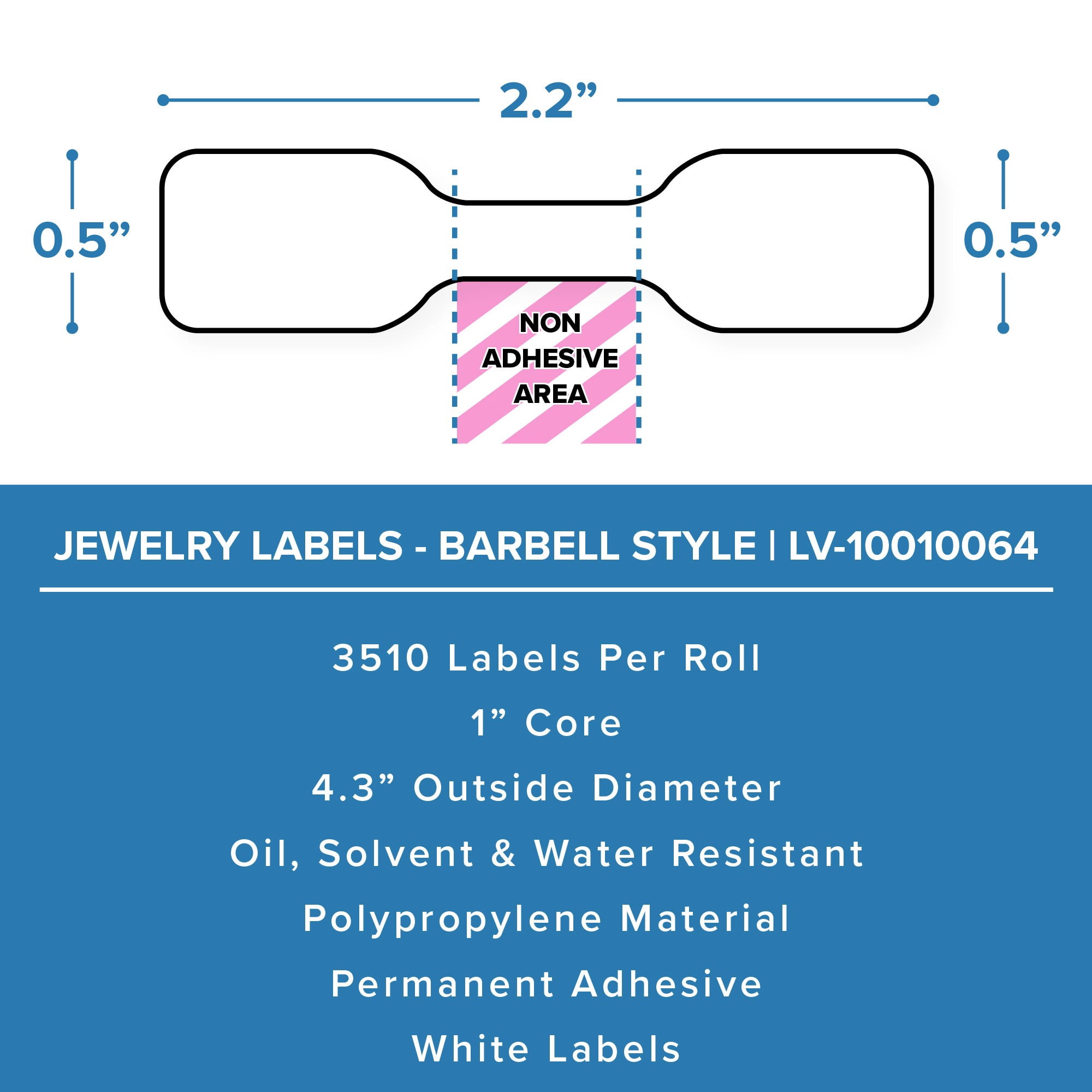 Zebra Jewelry Labels 2.2" x 0.5"  (LV-10010064)