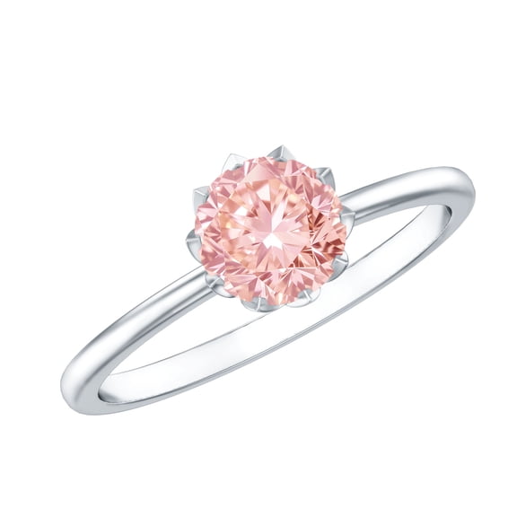 Rosec Jewels 1 Ct Lab Grown Pink Diamond Solitaire Ring (IGI Certified) - VS1 Grade, 925 Sterling Silver, US 4.00