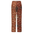thumbnail image 6 of Oriental Medallion Floral Geometric Orange Winter Female Pants Flannel High Waist Women Pants Lady Warm Straight Leg Plush Trousers, 6 of 7