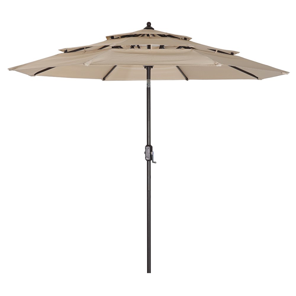 9ft Patio Umbrella Outdoor 3 Tier Vented Table Umbrella with 8 Sturdy
