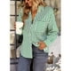 thumbnail image 3 of Blusa a rayas para mujer con botones y bolsillo con cuello en V y manga larga para uso diario, 3 of 6