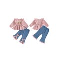 thumbnail image 2 of Miaouyo Toddler Baby Girl Fall Outfits Sunflower Embroidery Long Sleeve Round Neck Tops + Denim Flare Pants 2 Pcs Set, 2 of 9