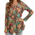 thumbnail image 4 of Womens Henley Tops Plus Size Long Sleeve Casual Floral Blouses, 4 of 8