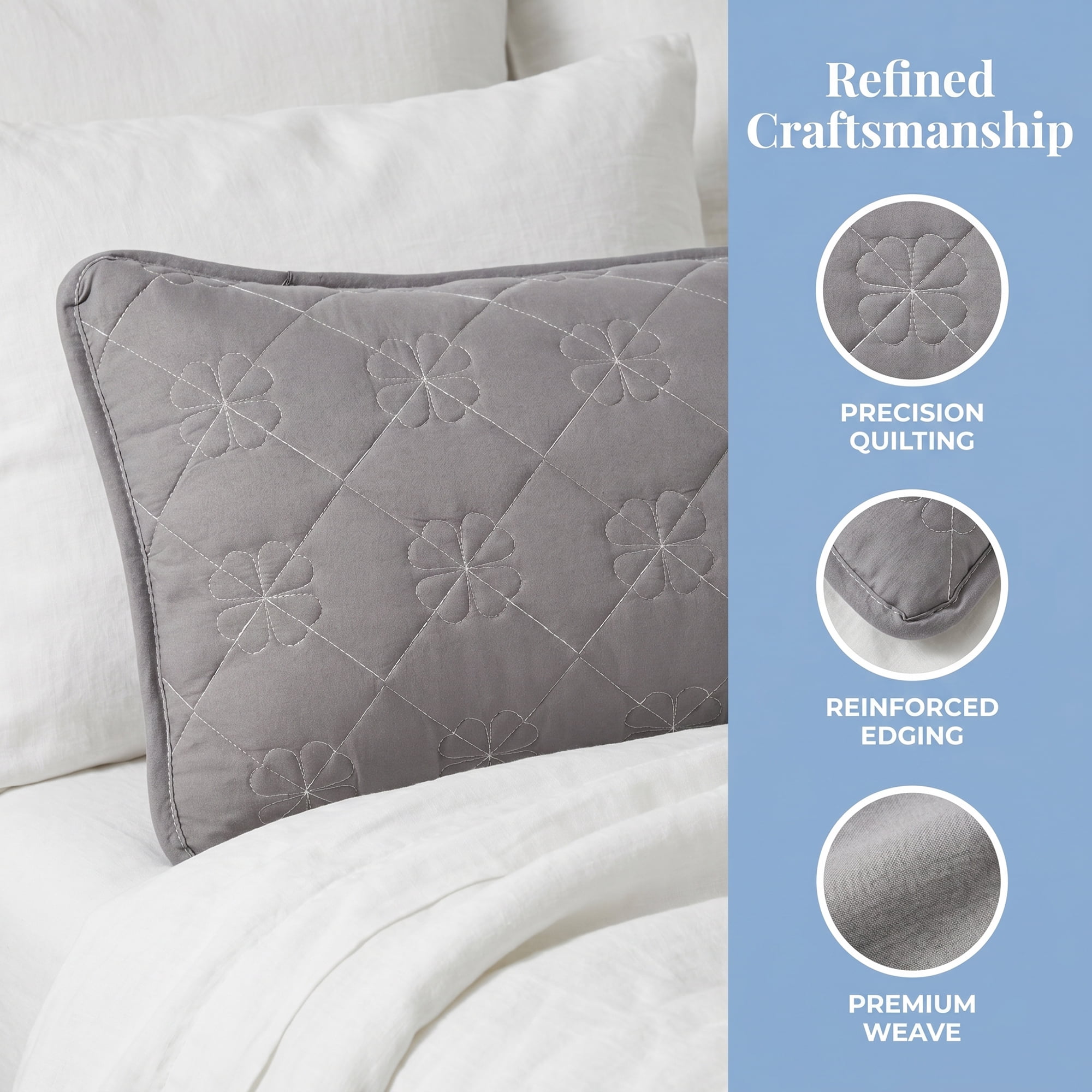 Unique Bargains 1 Pack Polyester Comfortable Quilted Pillow Protector for Home Dark Gray