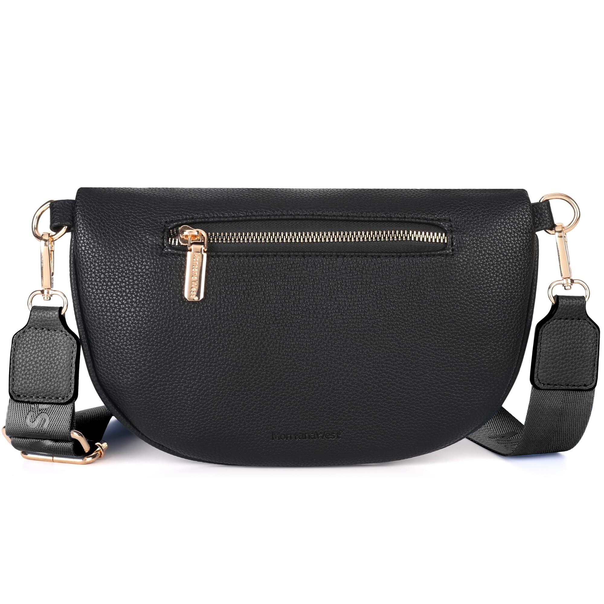 Montana West Crossbody Bags for Women Bum Bag Sling Purse with Adjustable Strap, Black