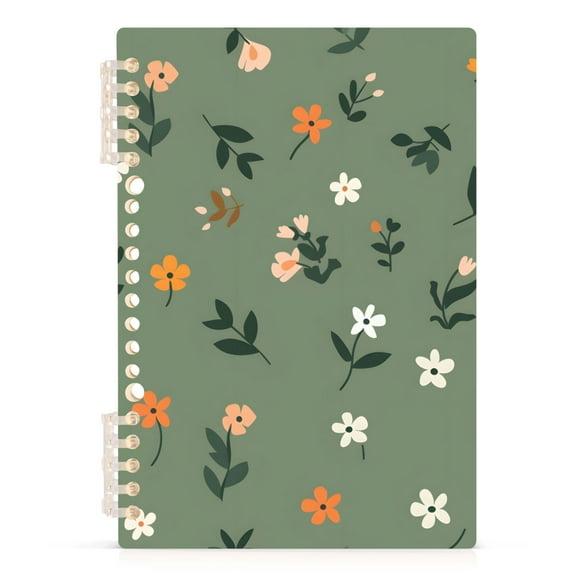 Cute Small Flowers and Leaves Notebooks 1-subject Journal 60 Sheets A5 College Ruled Paper Detachable Ring 8.3"x5.7"