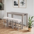thumbnail image 2 of Duhome 4 Piece Wood Bar Table Set with Power Outlet Industrial Breakfast Table with 3 Padded Stools,Cream and Brown, 2 of 10