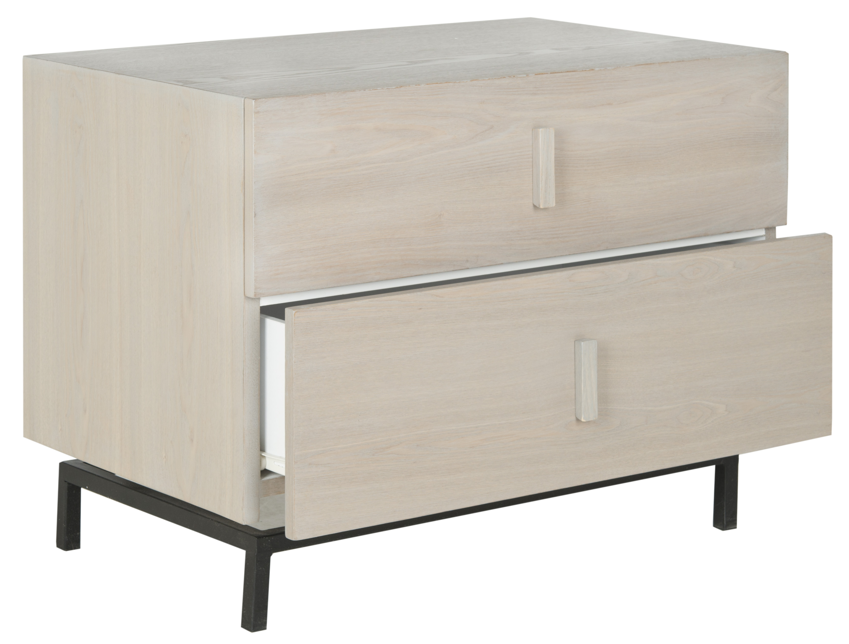 SAFAVIEH Herschel Scandinavian Lacquer 2-Drawer Cabinet, Grey