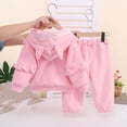 thumbnail image 4 of DJDLJWCJ Girls 2 Piece Outfit Set Cute Long Sleeve Hoodie Jacket and Solid Color Jogger Sweatpants Set Pink Size 5T, 4 of 6