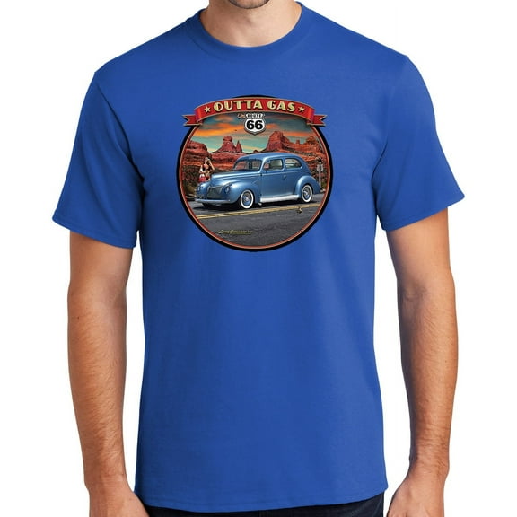 Buy Cool Shirts Outta Gas on Rt Route 66 Cotton T-shirt, XL Royal Blue