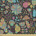 thumbnail image 2 of Ambesonne Flower Fabric by the Yard Upholstery, Doodle Scattered Dots, 1 Yard, Multicolor, 2 of 5