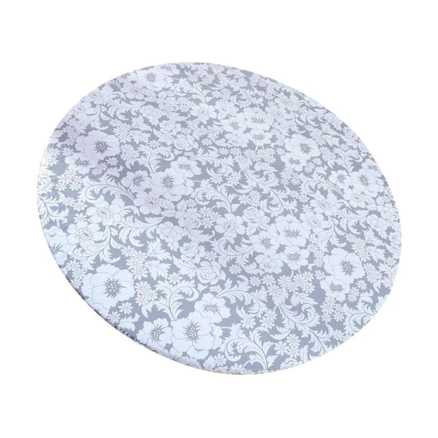 ziyahi Nappe Ronde en PVC Imperméable Housse de Table Déco Maison Gris Chrysanthème